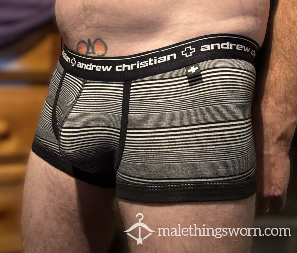 Andrew Christian Trunks - Black & White Stripes - Size M (44)