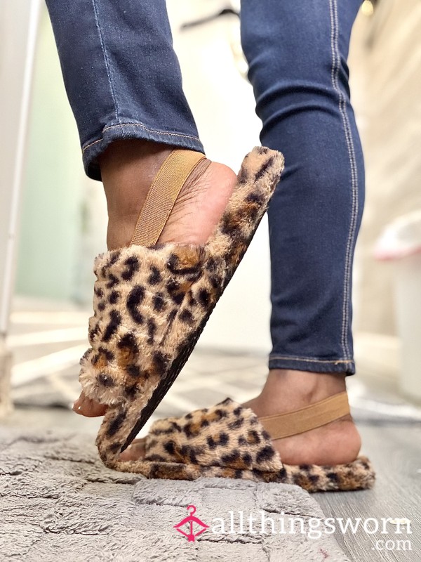 Animal Print Faux Fur Slippers