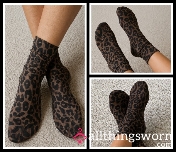 Animal Print Nylon Ankle Socks