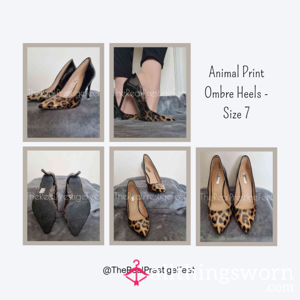 Animal Print Ombre Heels | Size 7 | Non-Smelly | Includes Pics & Clip - From £30 + P&P
