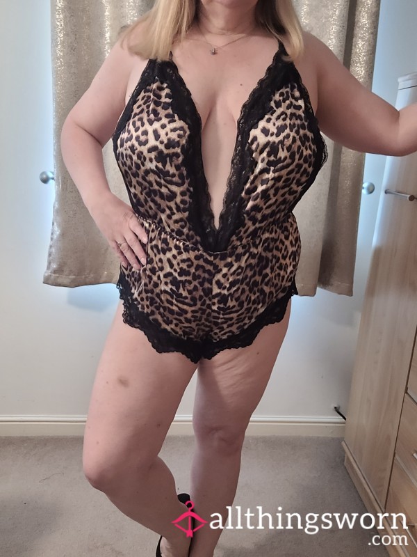 Animal Print Satin Bodysuit