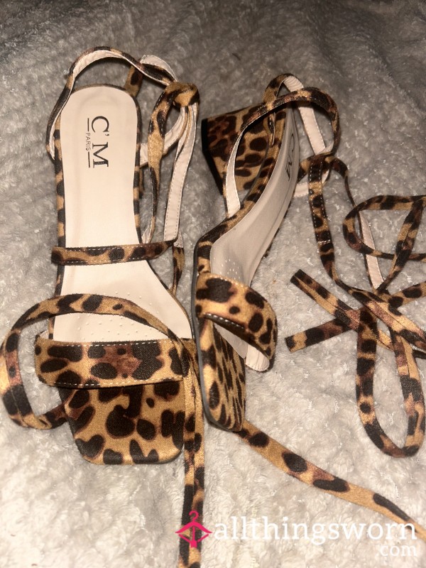 Animal Print  Tie Up Heels