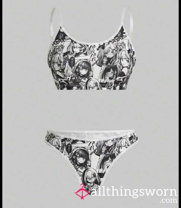 Anime Girl Bra And Thong Set