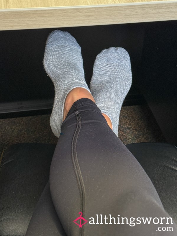 Gray & White Ankle Socks