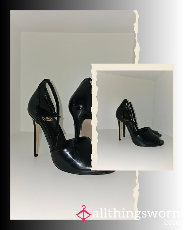 👸🏼 Ankle Strap & Open Toe Patent Heels 🖤