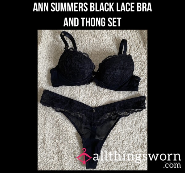 Ann Summers Black Lace Bra And Thong Set🖤