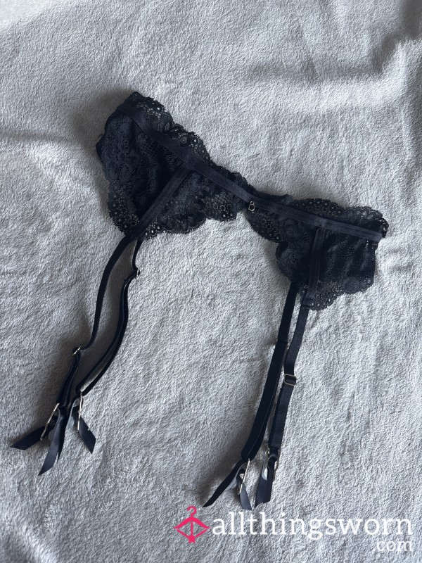 Ann Summers Black Lace Mesh Suspender Belt Lingerie Naughty S**y Accessory Size Small 8 10 Uk Women’s