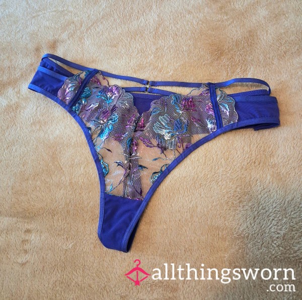 Ann Summers Blue And Purple Sparkly Mesh Thong | 24 Hour Wear & Custom Add Ons 💜