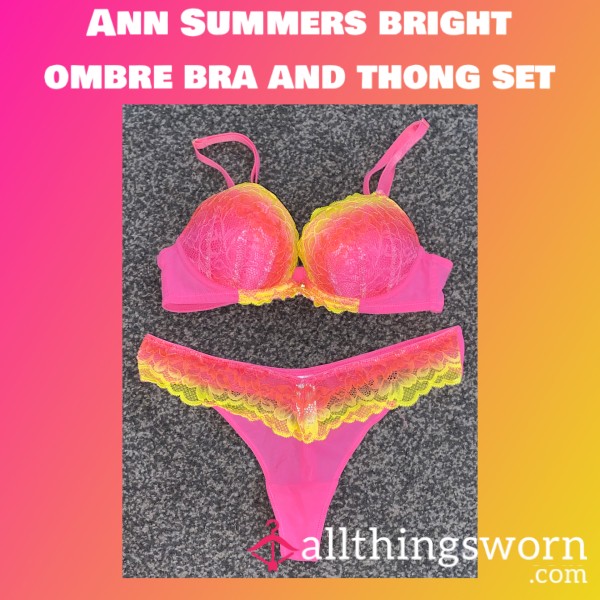 Ann Summers Bright Ombre Bra And Thong Set💖