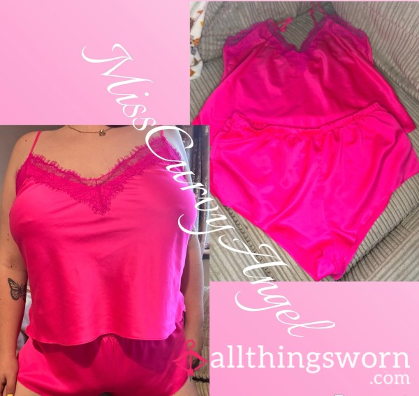 Ann Summers Neon Pink Satin Pyjamas (postage Included) (completely Customisable)