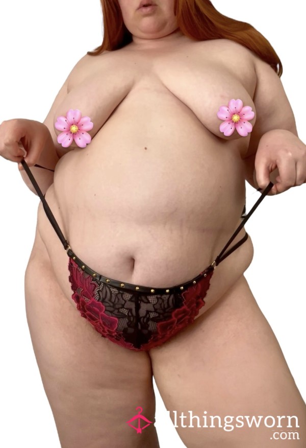 🌹 Ann Summers Plus Size Pink & Black Lacy G String Thong 🌹