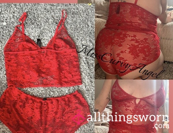 Ann Summers Red Lacey Pyjamas/lounge Set (postage Included) (completely Customisable)