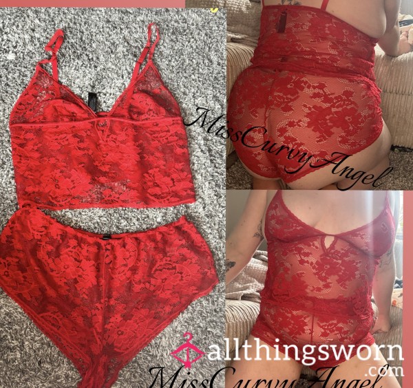 Ann Summers Red Lacey Pyjamas/lounge Set (postage Included) (completely Customisable)