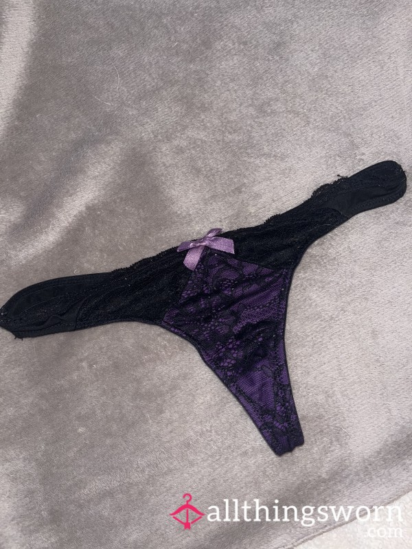 💜 Ann Summers Worn Purple Lace Thong 💜