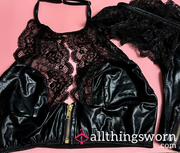 Ann Summers Zip Up PVC Set, Size Medium