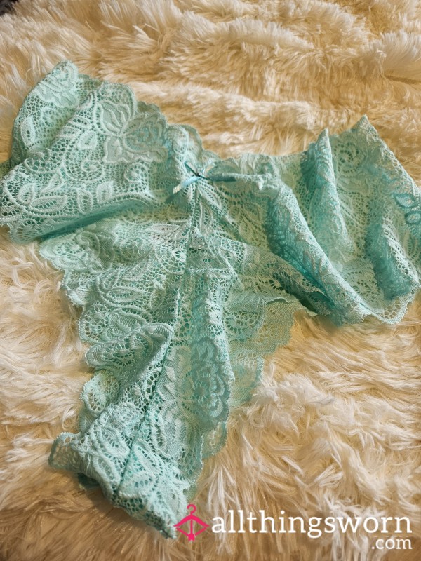 Aqua Brazilian Panties Worn Whilst Teaching All Day