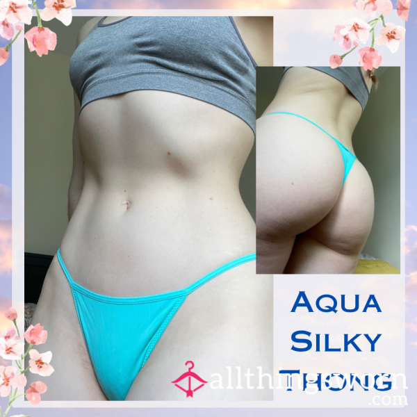 Aqua Silky Thong 🩵 Size Small▪️1 Day Wear - £20. Longer Wears And International Shipping Available 🌎