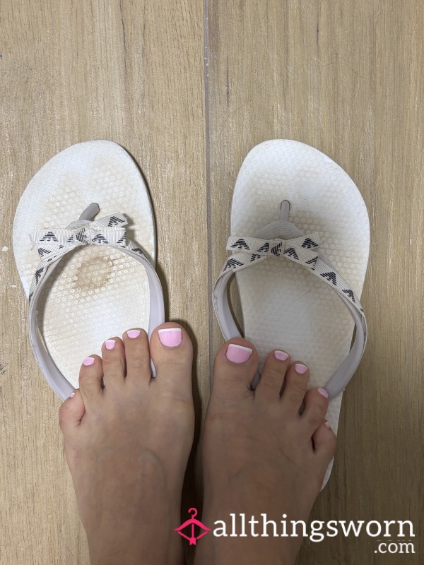 Armani White Printed Toes Flops