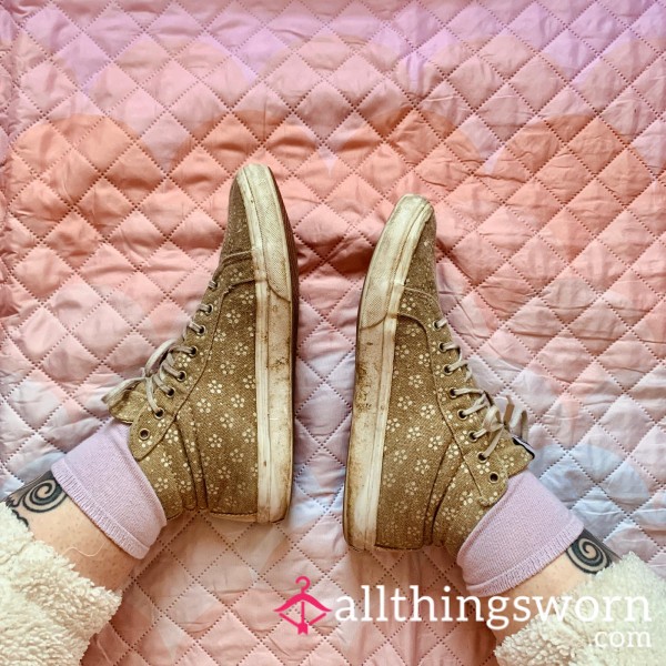 Art Studio Chic - Dirty Flor*l Vans, Paint Splattered, Wrecked And Perfectly Used, UK 7.5