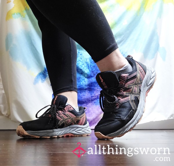 Asics Well Worn Black, Cor*l And Gray Sneakers