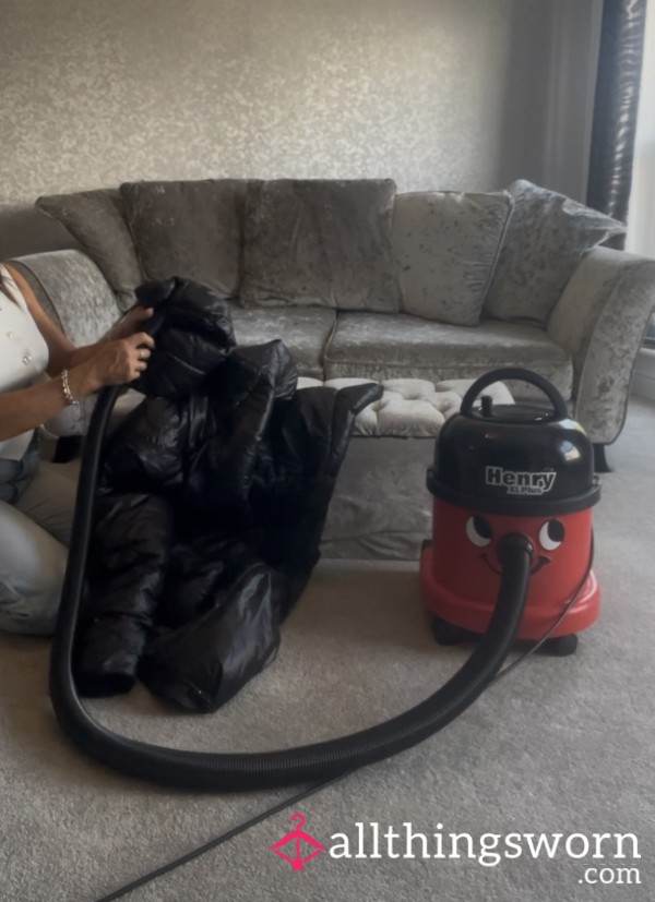 ASMR Vacuuming Shiny Puffa Jacket