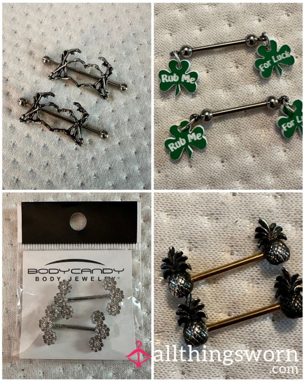 A**ortment Of My Worn Nipple Rings