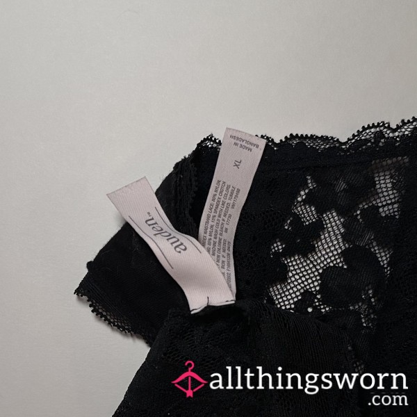 Auden Black Extra Large Xl Lace Cotton Thong