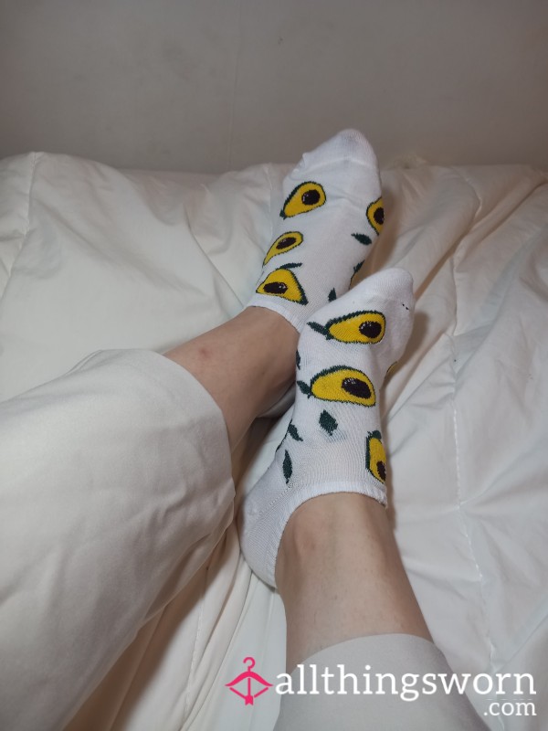 Avocado White Ankle Socks🥑🤍 |Happy Socks👣