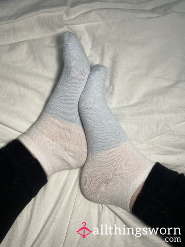 Blue And White Ankle Socks