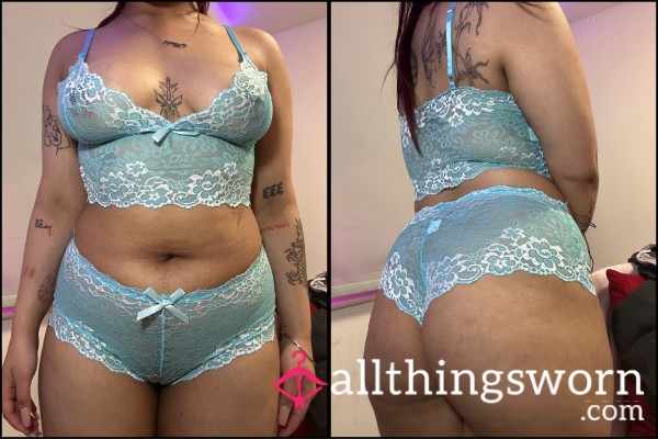 Baby Blue Cami And Briefs Lace Set 🫶🏼