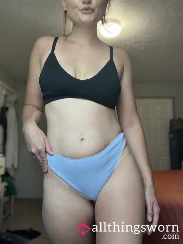 Baby Blue Cotton Thong🩵2 DAY WEAR - FREE SHIPPING - DAILY WEAR PICS