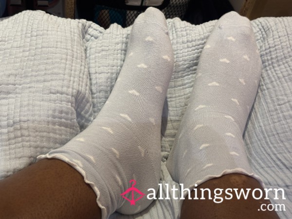 Baby Blue Heart Frilly Socks