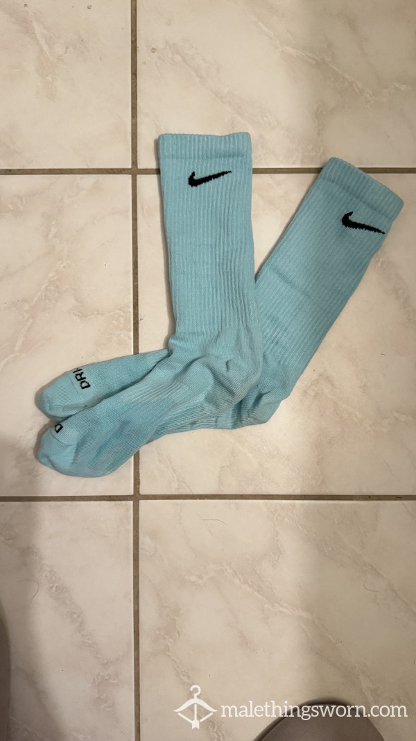 Baby Blue Nike Socks After Gym
