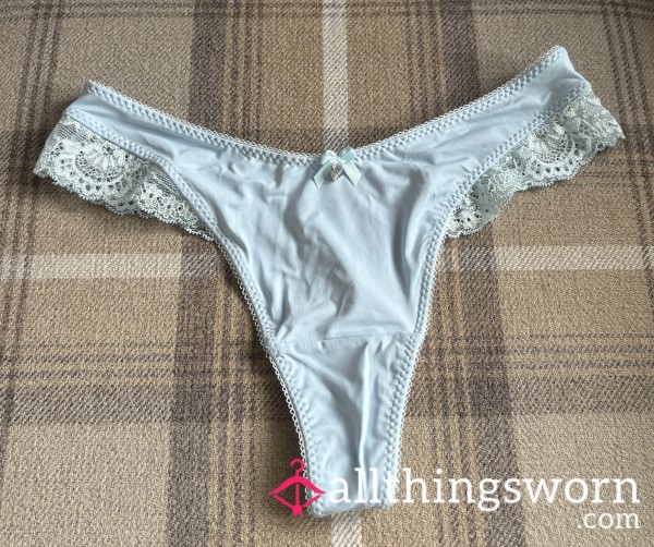 Baby Blue Soft Swimsuit Type Material Thong With Lace Details 💙