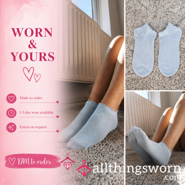💙 Baby Blue Trainer Socks – Worn & Yours | Soft, Cute & Made To Order