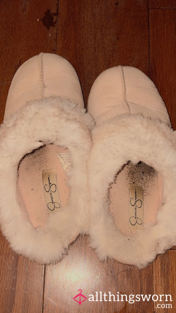 Baby Pink Furry Slippers