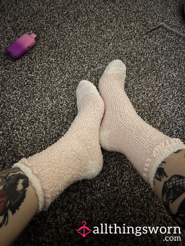 Baby Pink And White Frill Fluffy Socks