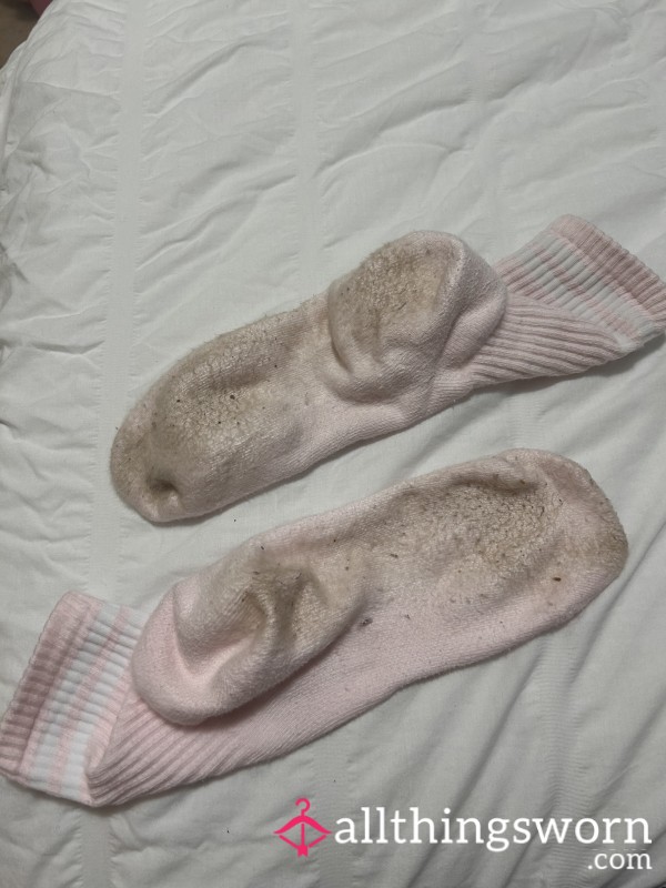 Baby Pink Dirty Crew Socks