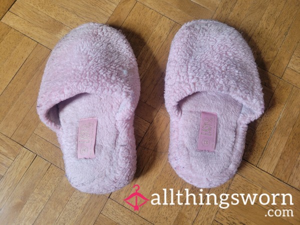 Baby Pink Fuzzy Old Slippers