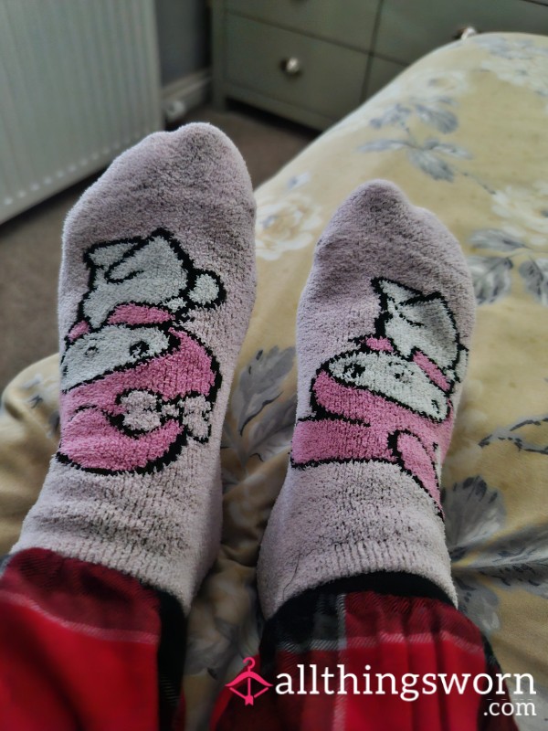 Baby Pink Hello Kitty Fluffy Bed Socks