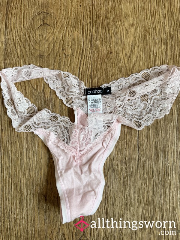 Baby Pink Lace Thongs Worn For 24 Hours