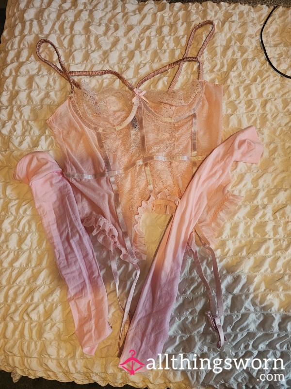 Baby Pink Top With Stockings