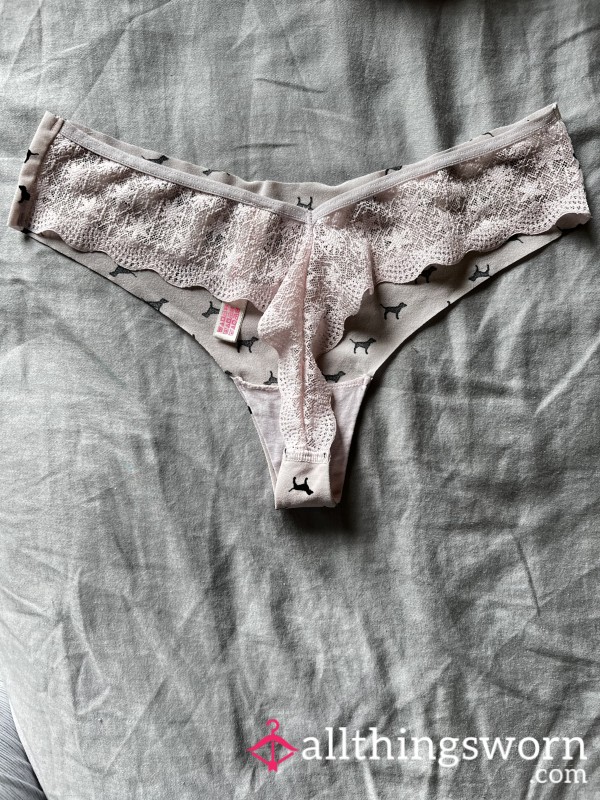 Freshly Worn Baby Pink Victoria’s Secret Thong - Size XS