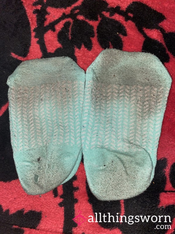 Babyblue Socks With A Smiley Face On The Side