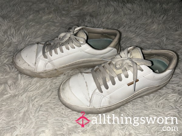 Backpacked 5 Countries, 20k Steps A Day, White, Deeply Worn Beaten Up Sneakers