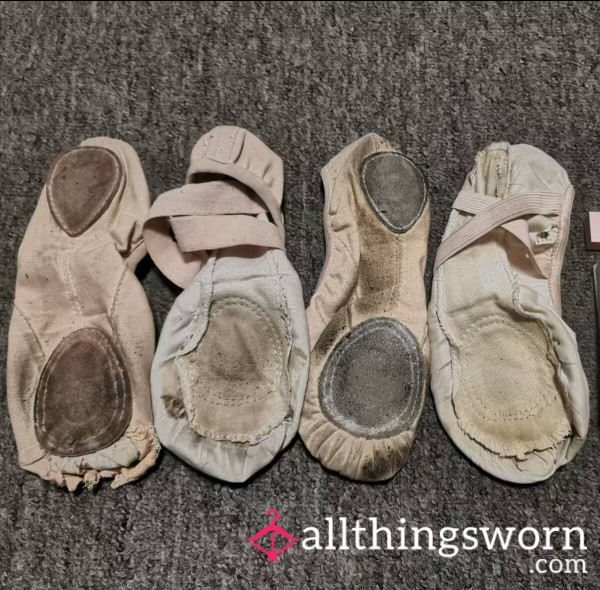 Ballet Slippers With Heavy Wear Marks