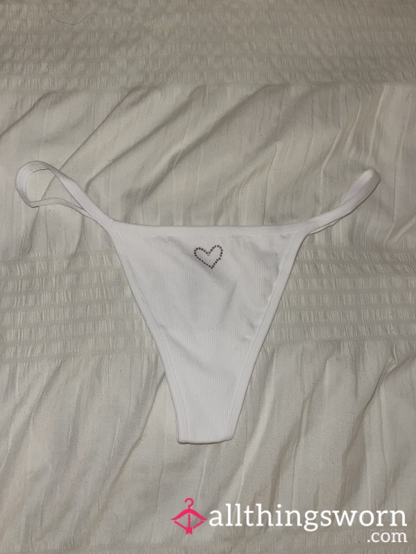 Bambi’s White Heart Thong