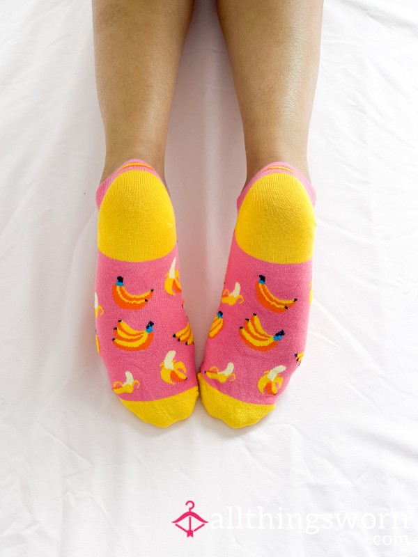 Banana Print Well Worn Ankle Socks - Sweet & Playful