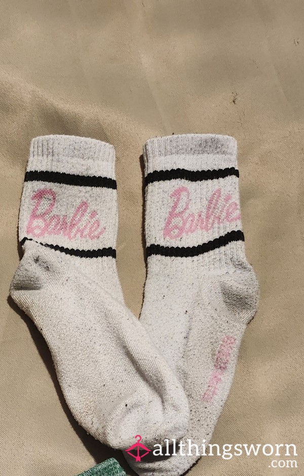 Barbie White Crew Socks