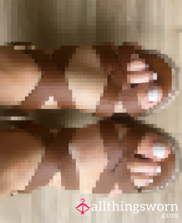 Bare Feet And Wedge Sandals